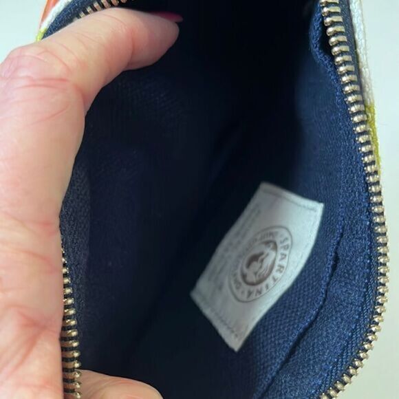 Spartina Daufuskie Island Lime Green Pattern Linen and Leather Zip Wristlet - Picture 11 of 11